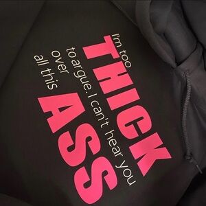 Black Hoodie with Pink Graphic Text